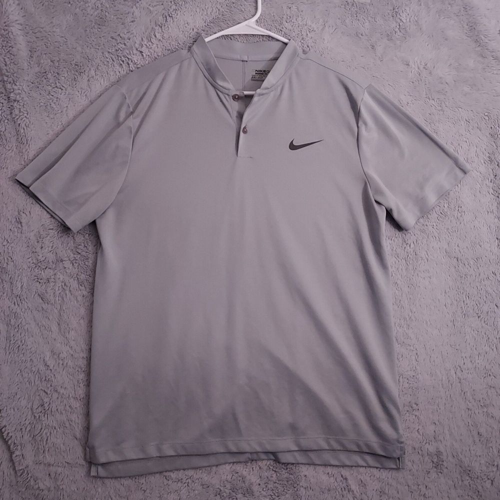 Nike Polo Shirt Mens Large Blade Collar Swing Modern Ultra Performance Golf Gray